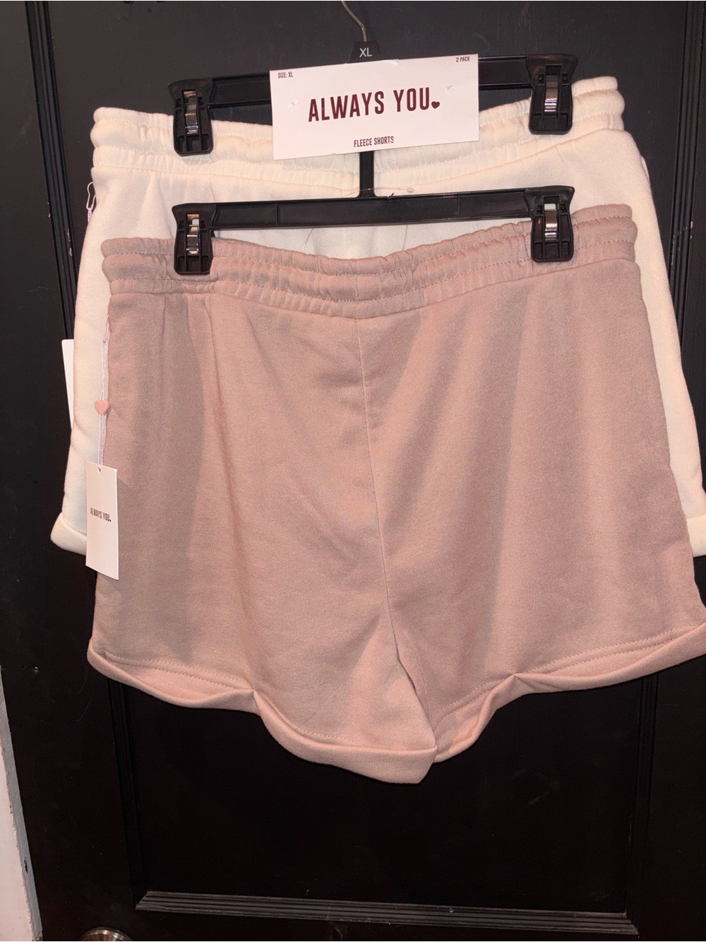 Always You 2-Pack Fleece Lounge Shorts XL NWT White Taupe Cozy Set - Picture 3 of 5